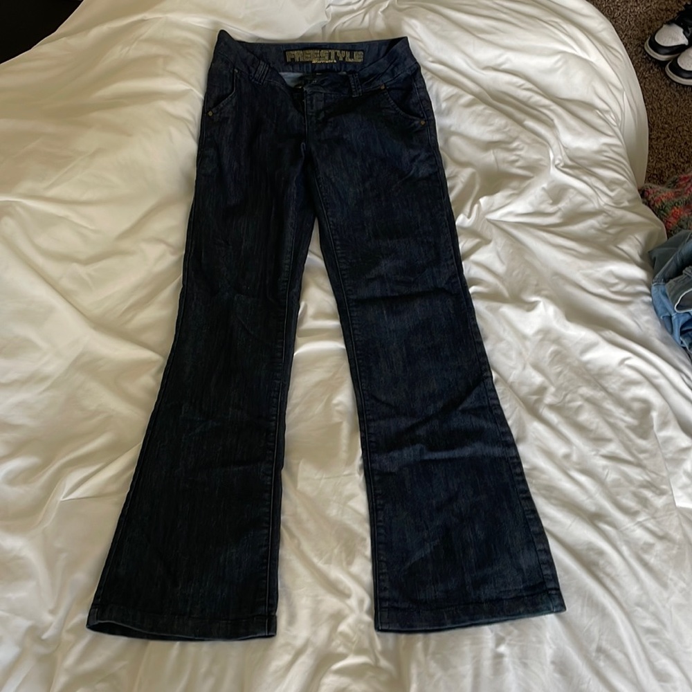 Dark denim flare jeans